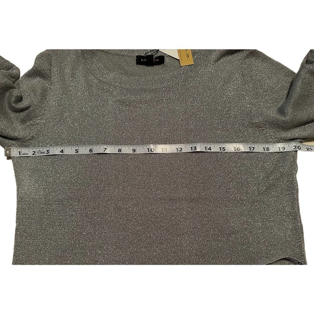 Melissa Paige Silver Metallic Shimmery Silver Top Sz M - Picture 7 of 9